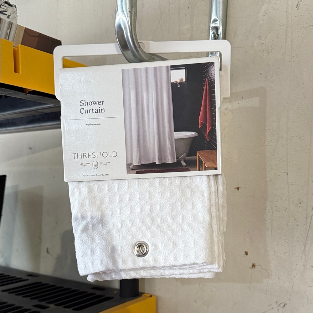 Threshold Textured White Shower Curtain